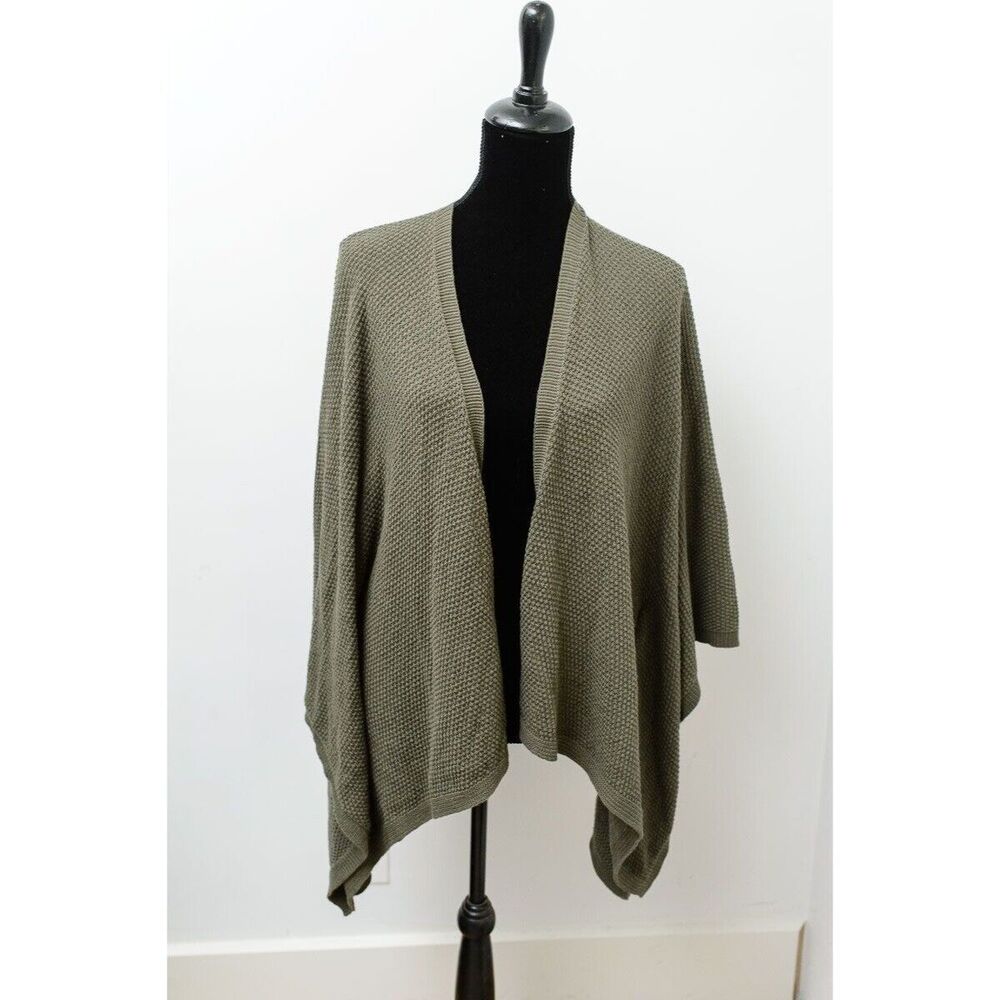 Pure Jill Open-Front Textured Cardigan One‎ Size Cotton/Nylon Olive Green